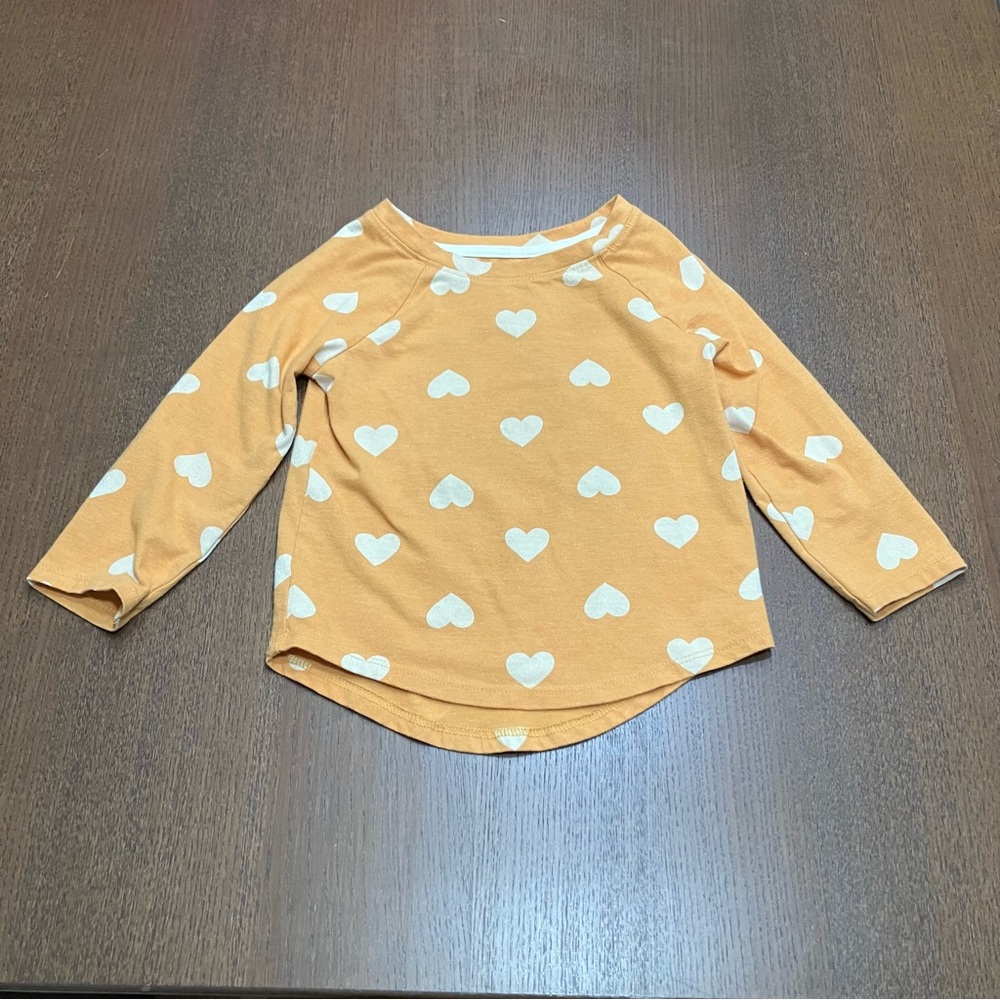 Cat & Jack Yellow Heart Long Sleeve Tee